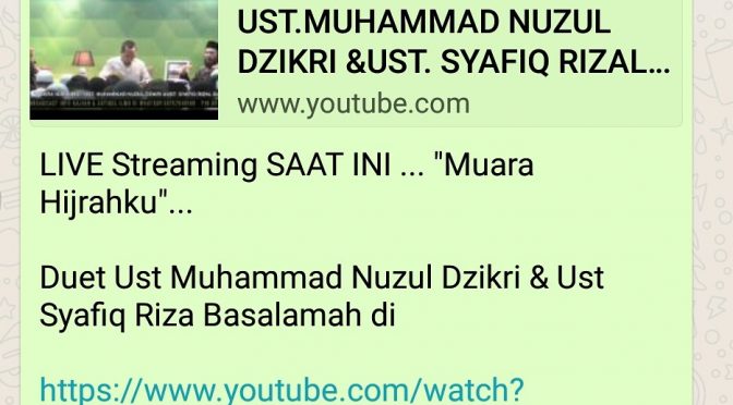 LIVE Streaming… Duet Ustadz Muhammad Nuzul Dzikri dan Ustadz Syafiq Riza Basalamah….