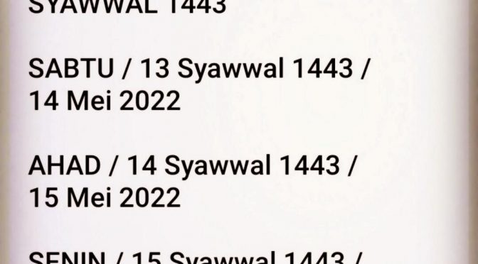 Jadwal Puasa Ayyaamul Biidh – Syawwal 1443