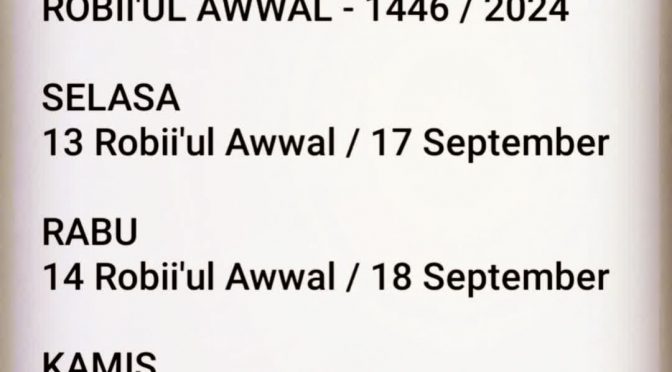 Jadwal Puasa Ayyaamul Biidh – Robii’ul Awwal 1446 Hijriyah