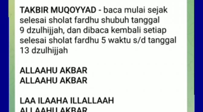Takbir Di Awal Bulan Dzulhijjah