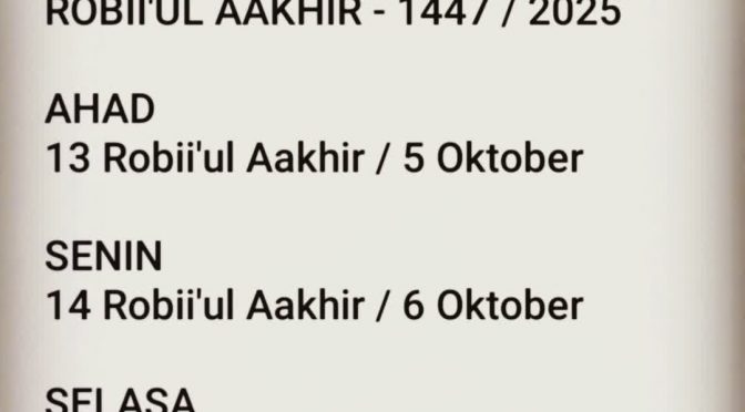 Jadwal Puasa Ayyaamul Biidh – Robii’ul Aakhir 1447 Hijriyah