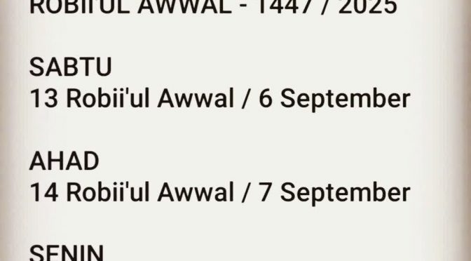 Jadwal Puasa Ayyaamul Biidh – Robii’ul Awwal 1447 Hijriyah